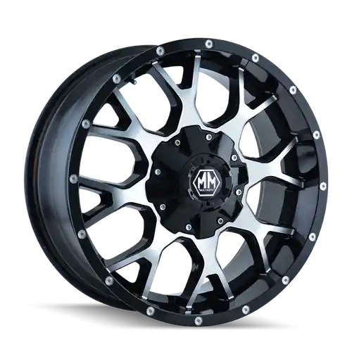 One Day Deal Mayhem 8015 Warrior 18x9 / 8x165.1 BP / -12mm Offset / 130.8mm Hub Black/Machined Face Wheel