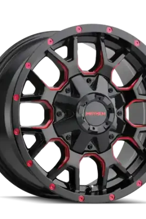 Mayhem 8015 Warrior 20x9 / 5x139.7 BP / 18mm Offset / 110mm Hub Black w/ Prism Red Wheel Trusted Brand