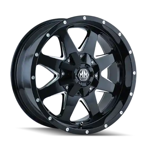 Instant Buy Mayhem 8040 Tank 17x9 / 5x114.3 BP / -12mm Offset / 87mm Hub Black w/ Milled Spokes Wheel