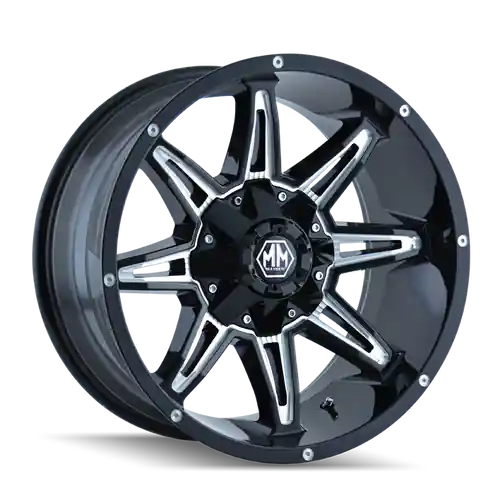 New Release Mayhem 8090 Rampage 17x9 / 8x165.1 BP / -12mm Offset / 130.8mm Hub Black w/ Milled Spokes Wheel