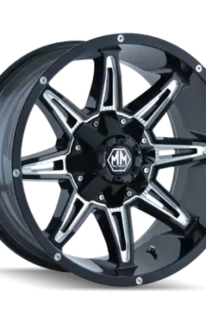 Mayhem 8090 Rampage 20x9 / 8x165.1 BP / 18mm Offset / 130.8mm Hub Black w/ Milled Spokes Wheel Last Chance