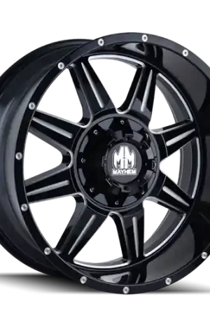 Mayhem 8100 Monstir 18x9 / 8x165.1 BP / 0mm Offset / 130.8mm Hub Black w/ Milled Spokes Wheel Bulk Order