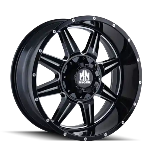 Viral Mayhem 8100 Monstir 20x9 / 5x139.7 BP / 18mm Offset / 110mm Hub Black w/ Milled Spokes Wheel