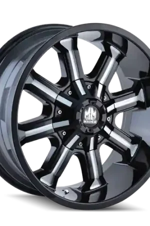 Mayhem 8102 Beast 18x9 / 8x165.1 BP / 18mm Offset / 130.8mm Hub Black w/ Milled Spokes Wheel Hot Deal