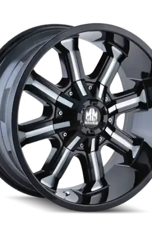 No Minimum Order Mayhem 8102 Beast 20x9 / 8x180 BP / 0mm Offset / 124.1mm Hub Black w/ Milled Spokes Wheel