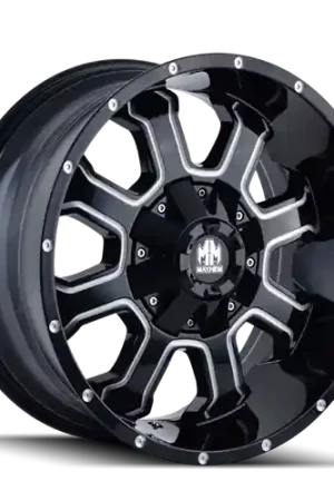 Mayhem 8103 Fierce 20x9 / 8x165.1 BP / 18mm Offset / 130.8mm Hub Black w/ Milled Spokes Wheel Factory Price