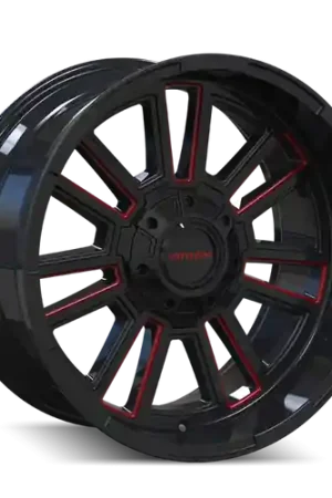 Mayhem 8115 Apollo 20x10 / 8x165.1 BP / -19mm Offset / 125.2mm Hub Black w/ Prism Red Wheel Latest