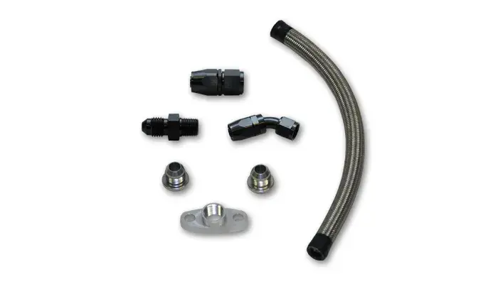 Trending Vibrant Performance Univ Top Mount Oil Drain Kit incl 20in Teflon lined S.S. hose Fitting