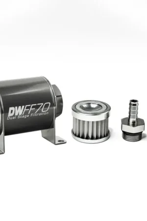Deatschwerks In-Line Fuel Filter Element and Housing Kit Stainless Steel 5 Micron 70mm Same Day Shipping
