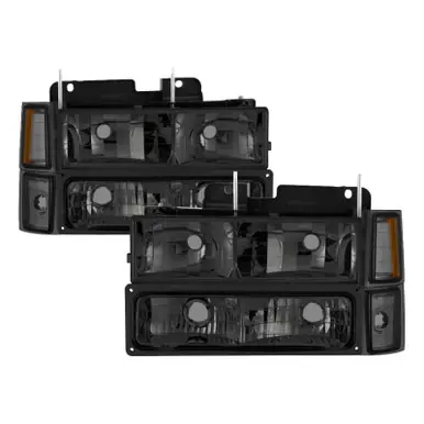 Budget Xtune Chevy Suburban 94-98 Headlights w/ Corner & Parking Lights 8pcs Smoked HD-JH-CCK88-AM-SM-SET - 5072238