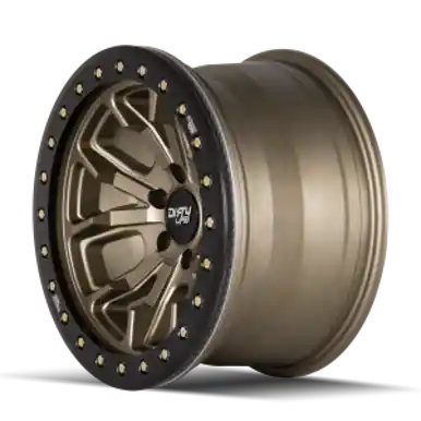 Dirty Life 9303 DT-1 20x9 / 8x165.1 BP / 0mm Offset / 130.8mm Hub Satin Gold Wheel - Beadlock - 9303-2981MGD Mega Sale