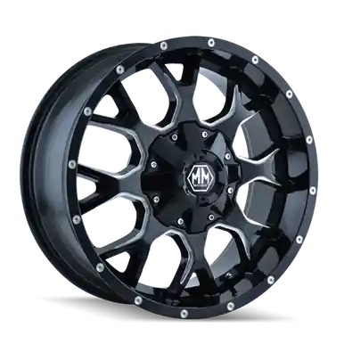 Mayhem 8015 Warrior 17x9 / 5x127 BP / 18mm Offset / 87mm Hub Black w/ Milled Spokes Wheel - 8015-7952M18 Special Discount