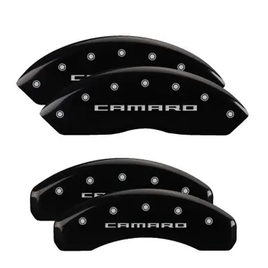 MGP 4 Caliper Covers Engraved Front & Rear Gen 5/Camaro Black finish silver ch - 14240SCA5BK Fresh Stock