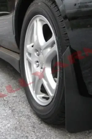 Rally Armor 02-07 Subaru WRX/STI/RS/2.5i (Wagons Req. Mod.) Basic Black Mud Flap w/Black Logo Hassle-Free Returns