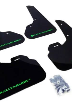 Authentic Rally Armor 10-13 Mazda3/Speed3 (Hatch/Sedan) Black UR Mud Flap w/Green Logo