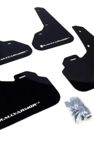 Limited Offer Rally Armor 10-13 Mazda3/Speed3 (Hatch/Sedan) Black UR Mud Flap w/White Logo