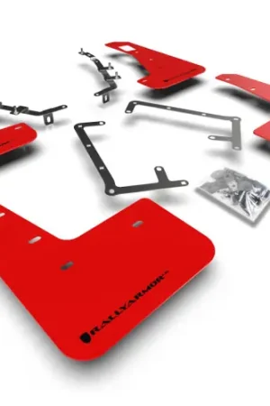 Bargain Rally Armor 09-11 Ford Focus MK2 RS Red UR Mud Flap Black Logo