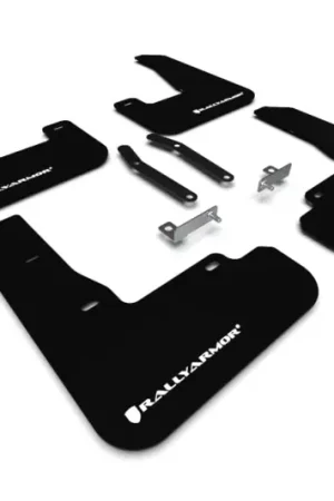 Rally Armor 19-21 Hyundai Elantra GT N Line/i30 Black UR Mud Flap w/White Logo Crafted