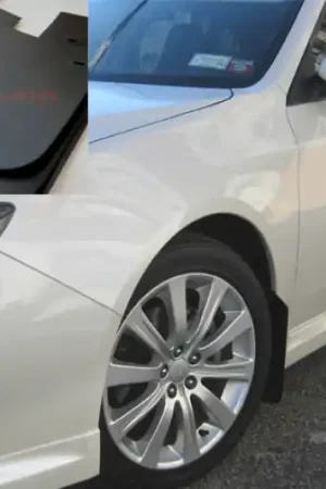 Rally Armor 08-10 Subaru WRX / 08-11 Impreza 2.5i (Hatch/Sedan) Basic Black Mud Flap w/Black Logo Worldwide Shipping