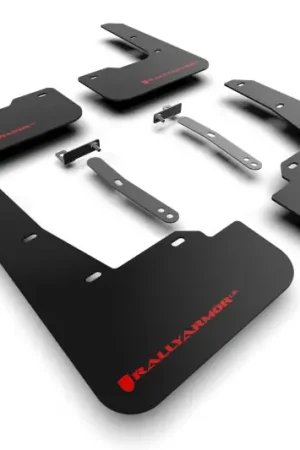 Exclusive Rally Armor 22-23 Hyundai Elantra N & N Line Black UR Mud Flap w/Red Logo