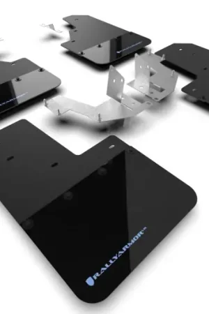 High Quality Rally Armor 21-25 Ford Bronco (Plstc Bmpr - NO Rptr/Sprt - NO RR/RB) Blk Mud Flap w/Area Blue Logo