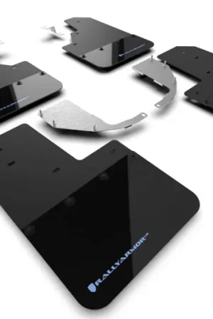 Direct From Manufacturer Rally Armor 21-25 Ford Bronco (Steel Bmpr - NO Rptr/Sprt - NO RR/RB) Blk Mud Flap w/Area Blue Logo