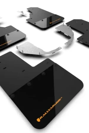While Supplies Last Rally Armor 21-25 Ford Bronco (Steel Bmpr - NO Rptr/Sprt - NO RR/RB) Blk Mud Flap w/Cy Orange Logo