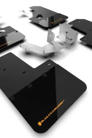 Authentic Rally Armor 21-25 Ford Bronco (Plstc Bmpr + RR - NO Rptr/Sprt) Blk Mud Flap w/Cy Orange Logo