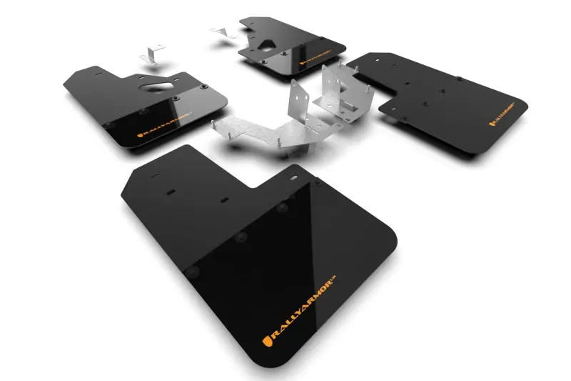 Authentic Rally Armor 21-25 Ford Bronco (Plstc Bmpr + RR - NO Rptr/Sprt) Blk Mud Flap w/Cy Orange Logo