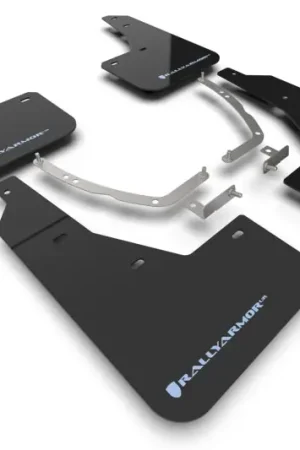 Deal Rally Armor 22-24 Hyundai Ioniq 5 Black Mud Flap w/Light Blue Logo