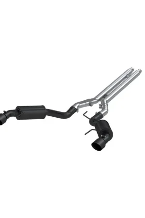 MBRP 15 Ford Mustang GT 5.0 3in Cat Back Dual Split Rear Street Version 4.5in Tips - Black Coated Best Seller