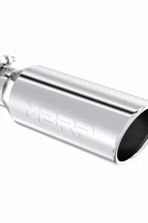 MBRP Universal Tip 4in OD 2.5in Inlet 12in Length Angled Cut Rolled End Clampless No-Weld T304 Limited Time