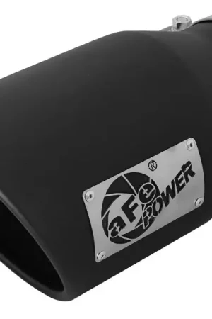 aFe MACHForce XP 5in 304 Stainless Steel Exhaust Tip 5 In x 7 Out x 12L in Bolt On Right - Black Factory Price