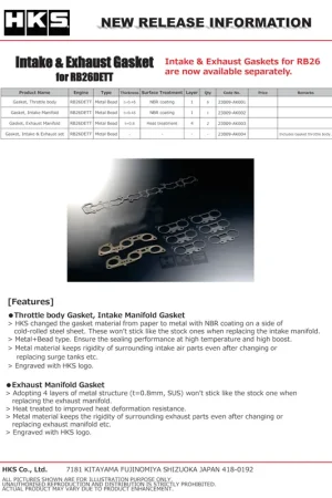 HKS RB26DETT Exhaust Manifold Gasket While Supplies Last