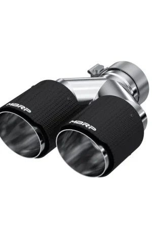 MBRP 3in ID / Dual 4in OD Out Staggered L 9.87in / R 9.37in Dual Wall Carbon Fiber Univ Exhaust Tip Top Rated