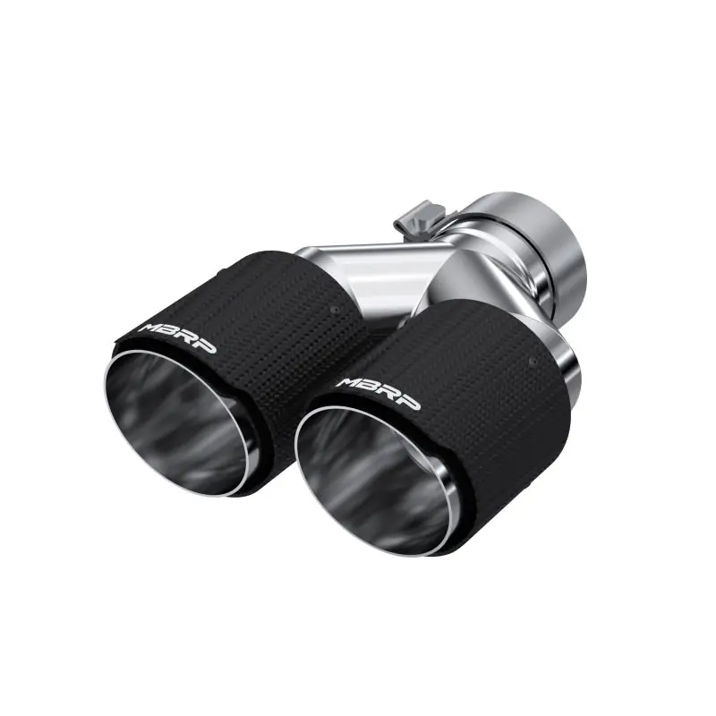 MBRP 3in ID / Dual 4in OD Out Staggered L 9.87in / R 9.37in Dual Wall Carbon Fiber Univ Exhaust Tip Top Rated