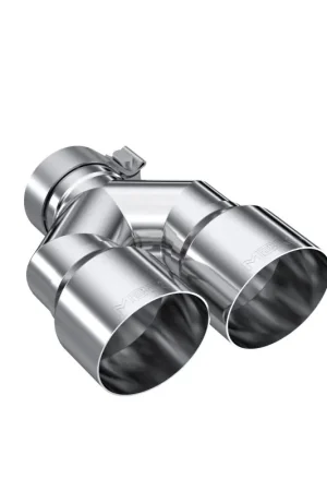 MBRP 3in ID / Dual 4in OD Out Staggered L 9.37in / R 9.87in Single Wall T304 SS Univ Exhaust Tip Viral