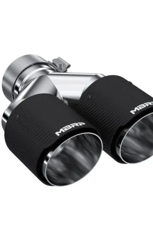 Last Chance MBRP 3in ID / Dual 4in OD Out Staggered L 9.37in / R 9.87in Dual Wall Carbon Fiber Univ Exhaust Tip