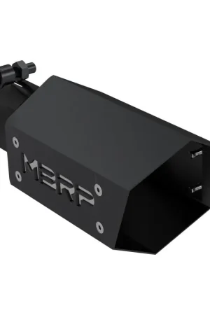 MBRP Universal 4in Hex Tip 2.5in Inlet 10in Length w/ Logo - Black Coated In Demand