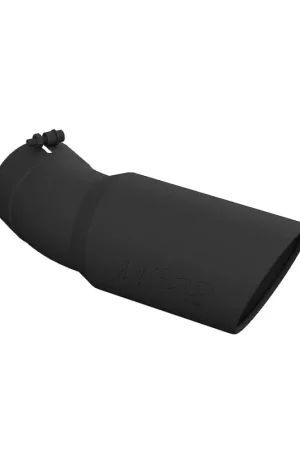 Shop Now MBRP Universal Tip 6in OD 5in Inlet 15.5in Length 30 Deg Bend Angled Rolled End Black