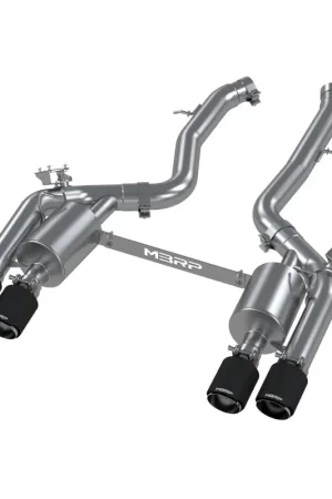 MBRP 18-22 BMW M2 Competition 3.0L T304 SS 3in Resonator-Back Exhaust Quad Rear w/ Carbon Fiber Tips Seasonal Sale