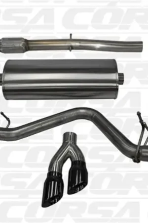 Corsa 14-19 GMC Sierra/Chevy Silv 1500 Crew Cab/Short Bed 5.3L V8 Black Sport Single Side CB Exhaust Fresh Stock