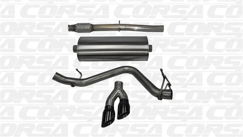 Corsa 14-19 GMC Sierra/Chevy Silv 1500 Crew Cab/Short Bed 5.3L V8 Black Sport Single Side CB Exhaust Fresh Stock