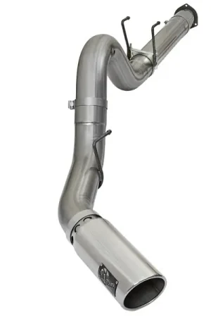 In Demand aFe LARGE BORE HD 5in 409-SS DPF-Back Exhaust w/Polished Tip 2017 Ford Diesel Trucks V8 6.7L (td)