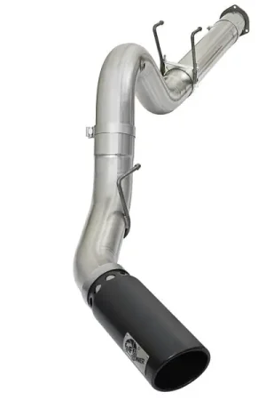 Discount aFe ATLAS 5in DPF-Back Alum Steel Exhaust System w/Black Tip 2017 Ford Diesel Trucks V8-6.7L (td)