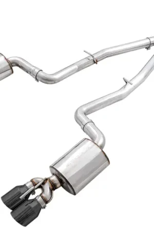 Latest AWE Tuning 2015+ Dodge Challenger 6.4L/6.2L Non-Resonated Touring Edition Exhaust - Quad Black Tips